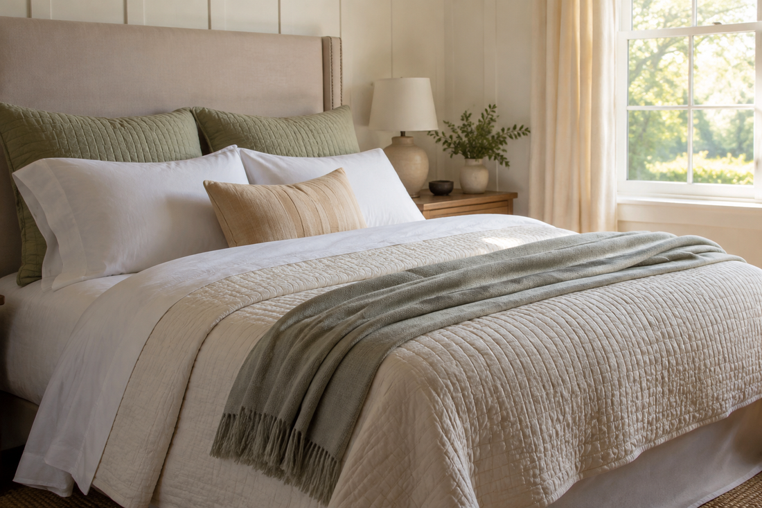 Transitional bedding layers arranged for warm days and cool autumn nights