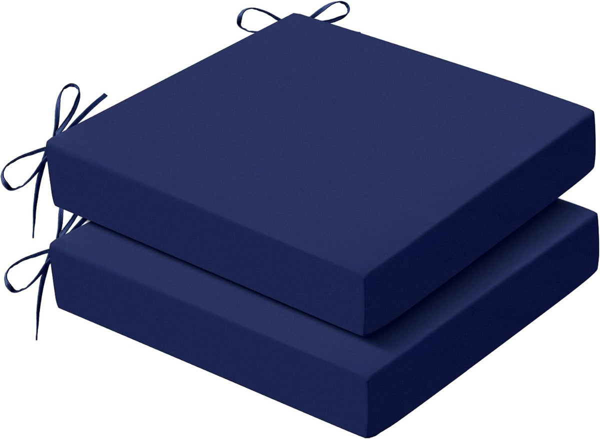 Waterproof Outdoor Seat Cushions — Navy, 19 x 19, Set of 2