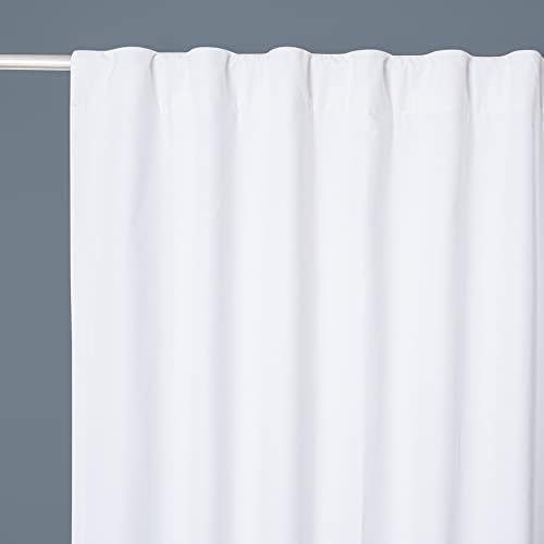 Bedding Craft White Cotton Curtains,63 Inch Tab Top Cotton Curtain Set