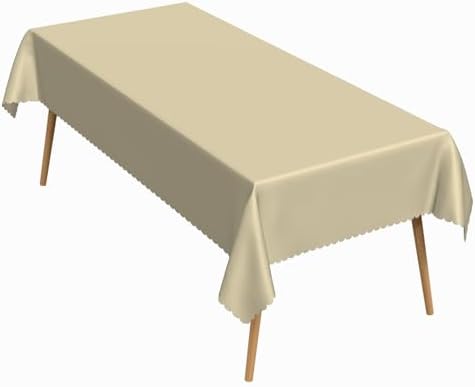 52x70 Inch Beige Rectangle Tablecloths Morandi Series Heavy Duty