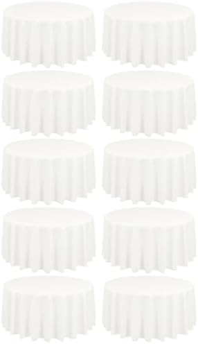 10 Packs 90 Inch Ivory Round Polyester Tablecloths
