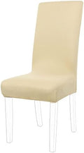uxcell Stretch Solid Dining Chair Covers for Home Decorative Beige