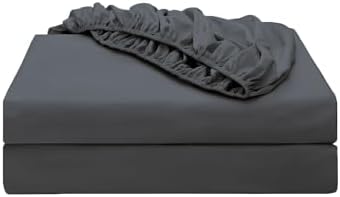 2-Pack Pure Cotton King Size Fitted Sheet, 600 Thread Count, Dark Grey