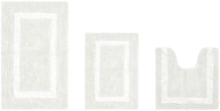 Cotton Tufted Ivory White Bathroom Rugs Sets 3 Piece