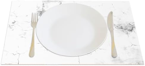 Classic White Marble Placemats Set of 4 12x18 Inch Gray Veins Natural