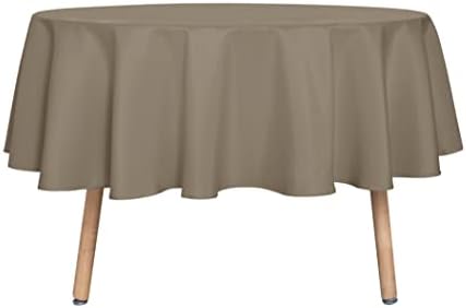 sancua Taupe Round Tablecloth 60 Inch Diameter for 20-48 Inch Tables