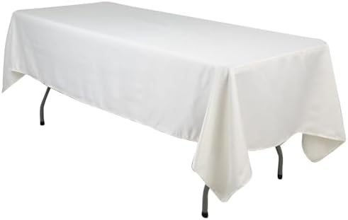 Balsa Circle 60x102 inch Ivory Lamour Satin Rectangle Tablecloth Table