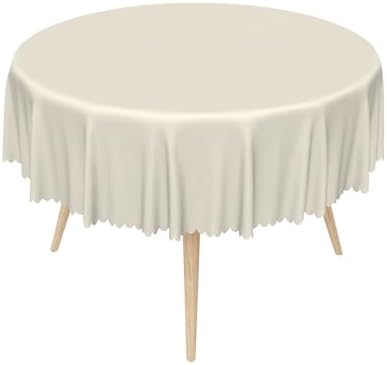 Off White Round Tablecloth 70 Inch Solid Color Fabric Table Cloth