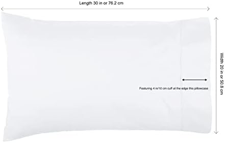 100% Cotton Percale Pillowcases, 6 Pack Pillow Cases, Soft &