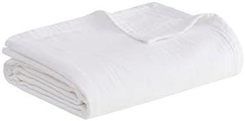 Madison Park Gauze Cotton King Blanket Lightweight for Summer, White