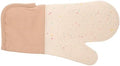 Beige Silicone Cotton Oven Mitts with Non Slip Grip for Cooking