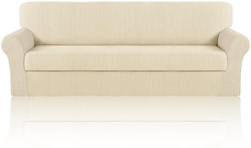 Oversized Sofa Cover Stretching Skid,1 Cushion Cover, Ivory