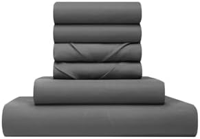 AiMay 6 PC Sheet Pillowcase Set Deep Pocket Double Brushed Microfiber