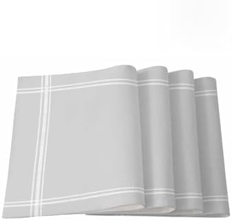 Placemats Set of 8 for Dining Table, Solid Color Light Gray Washable
