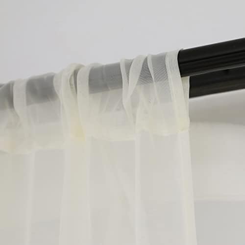 PHILEASY Window Beige Sheer Curtains 120 Inches Long 2 Panels Sheer