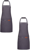 Chef Apron with 2 Pockets, 2 Pack Adjustable Unisex Drawstring Solid