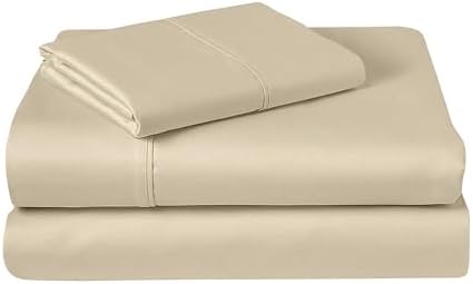 Pizuna 100% Cotton Sheets Set Twin 400 Thread Count Beige