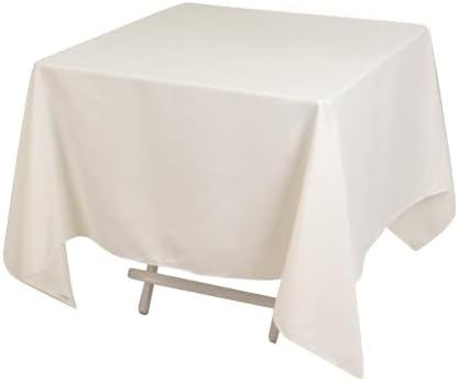 Balsa Circle 70x70 Ivory Square Cotton Blend Tablecloth Linens | Stain
