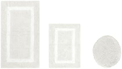 Cotton Tufted Ivory White Bathroom Rugs Sets 3 Piece