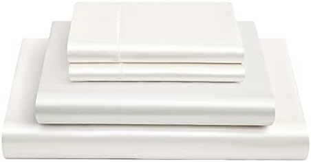 Vonty Satin Split King Ivory White Sheets, 2 Fitted + Flat + 2