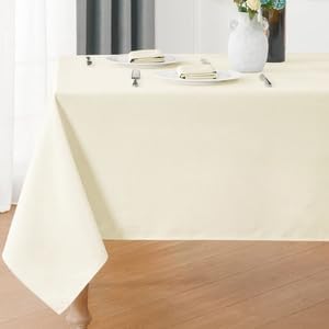 Veblandy Rectangle Tablecloth 60x84 inch Linen Textured Waterproof