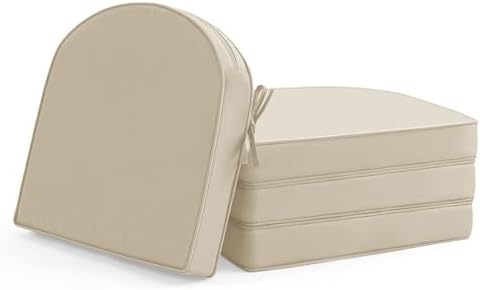 Summsun Outdoor Chair Cushions D-Shape, 17 x 16 Inch, Cream, Set of 4