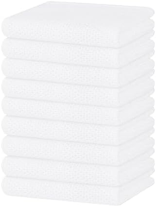 Homaxy 100% Cotton Waffle Weave Kitchen Dish Towels 9-Pack, White