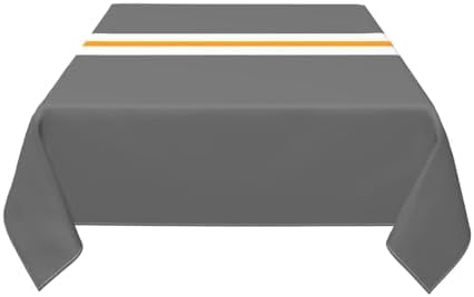 Square Tablecloth, Modern Gray White Yellow Horizontal Stripes Table