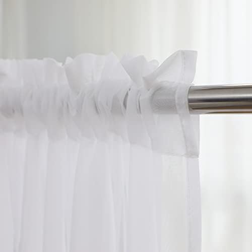 PHILEASY Window Sheer White Curtains 120 Inches Long 2 Panels White