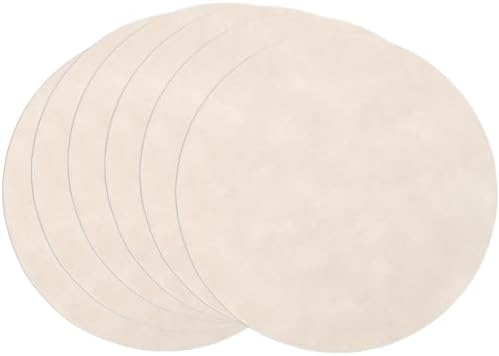 SHACOS Faux Leather 13" Round Placemats Set of 6 White Oak Beige Place