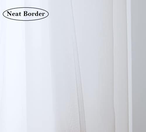 PI White Sheer Curtains 63 Inch Length with Grommet Top,Short Voile
