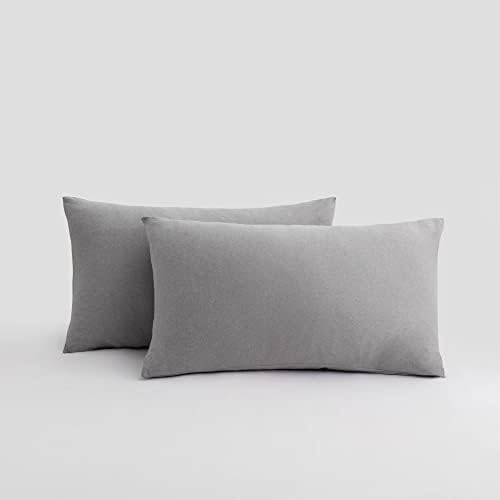 N&Y HOME 2-Pack Stretch Pillow Cases, Light Heather Gray