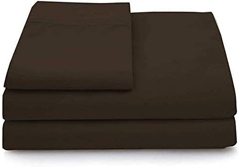800 Thread Count-4Pcs Bed Sheet Set 100% Cotton Bed Sheets, Chocolate
