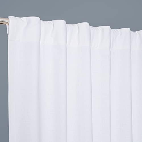 Bedding Craft White Cotton Curtains,63 Inch Tab Top Cotton Curtain Set