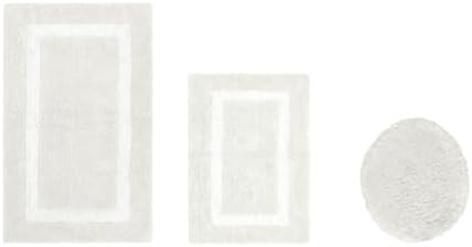 Cotton Tufted Ivory White Bathroom Rugs Sets 3 Piece
