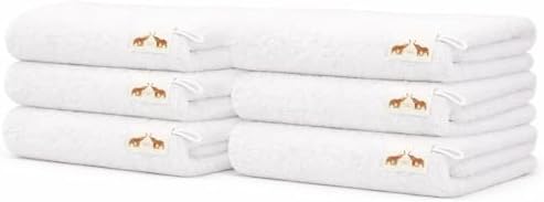 Mango Gifts Luxury White Hand Towels Set of 6 – 100% Indian Cotton