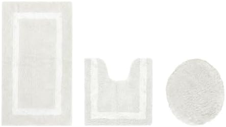 Cotton Tufted Ivory White Bathroom Rugs Sets 3 Piece
