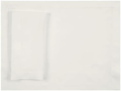 Huddleson Hemstitched Ivory Linen Placemat 15x20 (Set of Six) Luxury