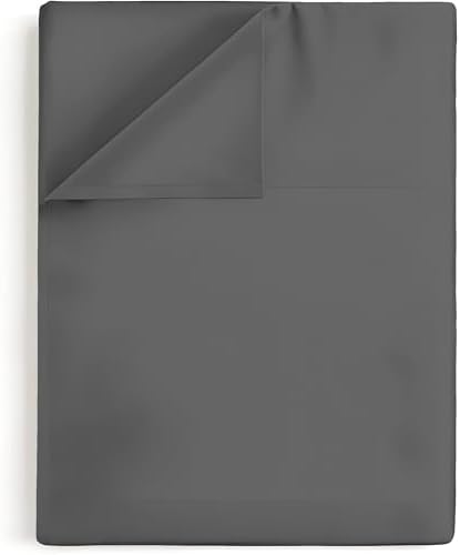 SKY BEDDINGS Full Flat Sheets, 100% Egyptian Cotton, Sateen, Dark Grey