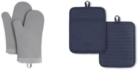 KitchenAid Ribbed Silicone 2-Piece Oven Mitt Set, 7"x13", and 2-Pack