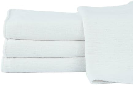 White Shop Towels – 12x14 Inch, 100% Cotton, Pack of 50 + 5 Bonus