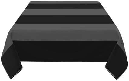 Black and Gray Silver Stripes Tablecloth, 60" Square Washable