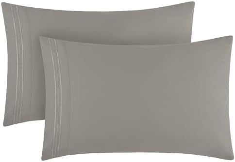 Mellanni Iconic Pillowcases Set of 2 (King, Taupe)