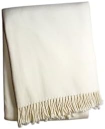 HomeRoots 55" X 70" Cream Cotton Blend Plush Throw Blanket with Fringe