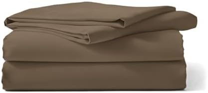 650 Thread Count Cotton Blend Full Sheet Set, Sateen, Solid Taupe