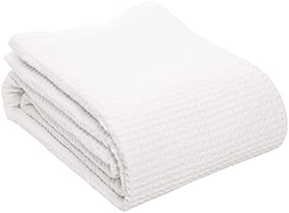 C&F Home White Queen Vintage Dyed Blanket White 90" X 92" Waffle Weave