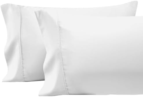 Pizuna Pure 100% Cotton Queen Pillow Cases 800 Thread Count White