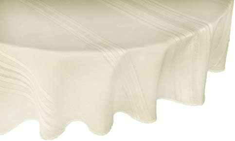 Satin Stripe Polyester Permanent Press Table Linens, 70-Inch Round