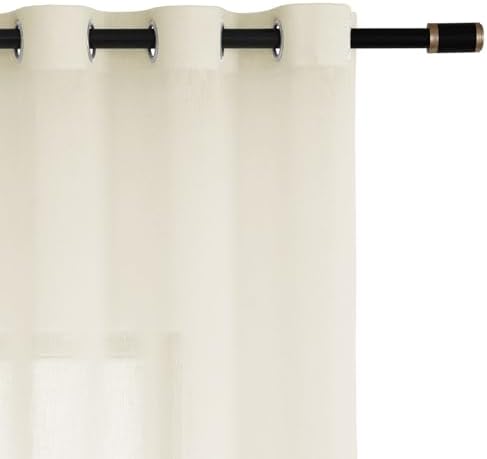 Fcosie 52" Wx63 L Semi Sheer Curtains with Silver Grommets Natural