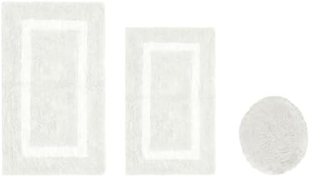 Cotton Tufted Ivory White Bathroom Rugs Sets 3 Piece